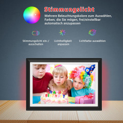 Frameo Cadre photo numérique 10,1 pouces WiFi avec lumière d'ambiance LED – 32 Go de mémoire, écran tactile HD 1280 x 800, rotat
