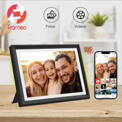 Frameo Cadre photo numérique 10,1 pouces WiFi avec lumière d'ambiance LED – 32 Go de mémoire, écran tactile HD 1280 x 800, rotat