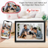 Frameo Cadre photo numérique 10,1 pouces WiFi avec lumière d'ambiance LED – 32 Go de mémoire, écran tactile HD 1280 x 800, rotat