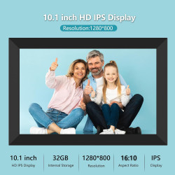 Frameo Cadre Photo numérique Wi-FI 32 Go Cadre Photo numérique 10,1" 1280 x 800 IPS Écran Tactile LCD Smart Cloud avec Rotation 