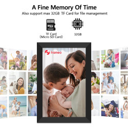 Frameo Cadre Photo numérique Wi-FI 32 Go Cadre Photo numérique 10,1" 1280 x 800 IPS Écran Tactile LCD Smart Cloud avec Rotation 