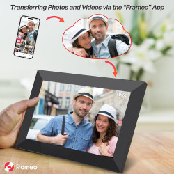 FRAMEO Cadre Photo Numérique WiFi VESWWE 10,1 Pouces 1280x800 IPS Écran Tactile Mémoire Intégrée 32 Go Rotation Automatique Part