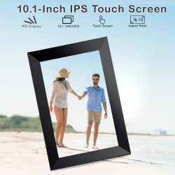 FRAMEO Cadre Photo Numérique WiFi VESWWE 10,1 Pouces 1280x800 IPS Écran Tactile Mémoire Intégrée 32 Go Rotation Automatique Part