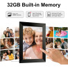 FRAMEO Cadre Photo Numérique WiFi VESWWE 10,1 Pouces 1280x800 IPS Écran Tactile Mémoire Intégrée 32 Go Rotation Automatique Part