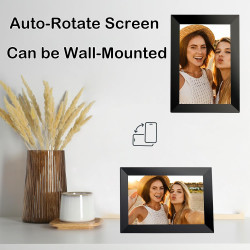 FRAMEO Cadre Photo Numérique WiFi VESWWE 10,1 Pouces 1280x800 IPS Écran Tactile Mémoire Intégrée 32 Go Rotation Automatique Part