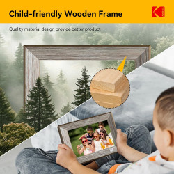 KODAK Cadre Photo Numérique WiFi Cadre Photo Numerique 10 Pouces, Cadre Numérique Photo avec HD IPS à Écran Tactile, Bois Smart 