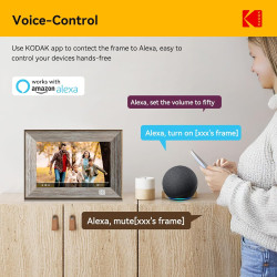 KODAK Cadre Photo Numérique WiFi Cadre Photo Numerique 10 Pouces, Cadre Numérique Photo avec HD IPS à Écran Tactile, Bois Smart 