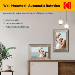 KODAK Cadre Photo Numérique WiFi Cadre Photo Numerique 10 Pouces, Cadre Numérique Photo avec HD IPS à Écran Tactile, Bois Smart 
