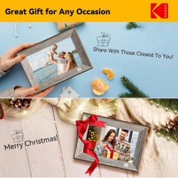 KODAK Cadre Photo Numérique WiFi Cadre Photo Numerique 10 Pouces, Cadre Numérique Photo avec HD IPS à Écran Tactile, Bois Smart 