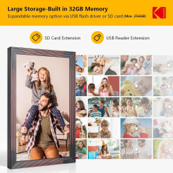 KODAK Cadre Photo Numérique Connecté WiFi, Cadre Numerique Photo Grand Format, 21.5 Pouces FHD IPS Écran, 32Go Mémoire, Partagez