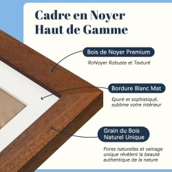Frameo Cadre Photo Numérique WiFi 10.1 Pouces Noyer Bois Mémoire 32 Go, Écran Tactile HD IPS 1280 x 800, Auto-Rotation, Partage 
