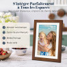Frameo Cadre Photo Numérique WiFi 10.1 Pouces Noyer Bois Mémoire 32 Go, Écran Tactile HD IPS 1280 x 800, Auto-Rotation, Partage 