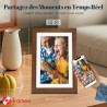 Frameo Cadre Photo Numérique WiFi 10.1 Pouces Noyer Bois Mémoire 32 Go, Écran Tactile HD IPS 1280 x 800, Auto-Rotation, Partage 