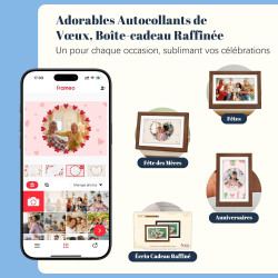 Frameo Cadre Photo Numérique WiFi 10.1 Pouces Noyer Bois Mémoire 32 Go, Écran Tactile HD IPS 1280 x 800, Auto-Rotation, Partage 
