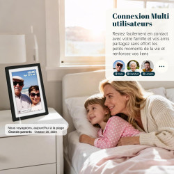 Frameo Cadre Photo Numérique WiFi 10.1 Pouces Noir Mat Mémoire 32 Go, Écran Tactile HD IPS 1280 x 800, Auto-Rotation, Partage de