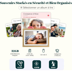 Frameo Cadre Photo Numérique WiFi 10.1 Pouces Or Sunset Mémoire 32 Go, Écran Tactile HD IPS 1280 x 800, Auto-Rotation, Partage d