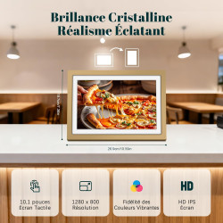Frameo Cadre Photo Numérique WiFi 10.1 Pouces Or Sunset Mémoire 32 Go, Écran Tactile HD IPS 1280 x 800, Auto-Rotation, Partage d