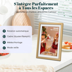 Frameo Cadre Photo Numérique WiFi 10.1 Pouces Or Sunset Mémoire 32 Go, Écran Tactile HD IPS 1280 x 800, Auto-Rotation, Partage d