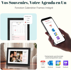 Frameo Cadre Photo Numérique WiFi 10.1 Pouces Bois Chêne Photo Éélectronique 32 GB Ecran Tactile IPS 1280 * 800 HD pour Partager