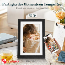 Frameo Cadre Photo Numérique WiFi 10.1 Pouces Bois Chêne Photo Éélectronique 32 GB Ecran Tactile IPS 1280 * 800 HD pour Partager
