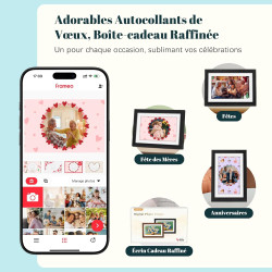 Frameo Cadre Photo Numérique WiFi 10.1 Pouces Bois Chêne Photo Éélectronique 32 GB Ecran Tactile IPS 1280 * 800 HD pour Partager