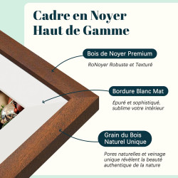 Frameo Cadre Photo Numérique 15.6 Pouces 94% sRGB Grand Format WiFi Noyer Bois, Mémoire 32Go écran Tactile IPS 1920 * 1080 FHD, 