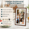 Frameo Cadre Photo Numérique 15.6 Pouces 94% sRGB Grand Format WiFi Noyer Bois, Mémoire 32Go écran Tactile IPS 1920 * 1080 FHD, 