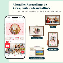 Frameo Cadre Photo Numérique 15.6 Pouces 94% sRGB Grand Format WiFi Noyer Bois, Mémoire 32Go écran Tactile IPS 1920 * 1080 FHD, 