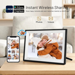 AEEZO Cadre Photo Numérique WiFi 32 Go de Mémoire, 10.1 Pouces, IPS 1280*800, Mode Sommeil, Cadre d'image Numérique, Téléchargem