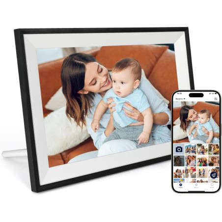 AEEZO Cadre Photo Numérique WiFi 32 Go de Mémoire, 10.1 Pouces, IPS 1280*800, Mode Sommeil, Cadre d'image Numérique, Téléchargem