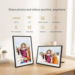 AEEZO Cadre Photo Numérique WiFi 32 Go de Mémoire, 10.1 Pouces, IPS 1280*800, Mode Sommeil, Cadre d'image Numérique, Téléchargem