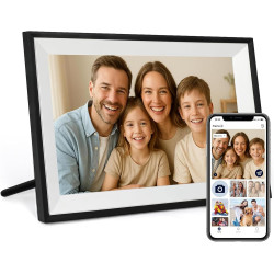 FUNCARE Cadre Photo Numérique WiFi 10,1 Pouces, Mémoire 32 Go, Écran Tactile HD 1280x800 IPS, Partage de Photos Vidéos Via APP, 