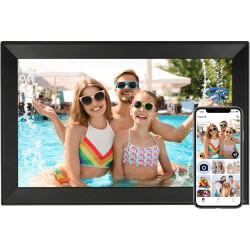 FUNCARE Cadre Photo Numérique WiFi 15,6 Pouces, Écran Tactile HD 1280x800 IPS avec 32Go de Stockage pour Partager Photos et Vidé