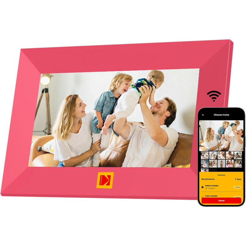 KODAK Cadre Photo Numérique 7 Pouces, WiFi Connecté Cadre Numerique avec 32Go de Espace, IPS Écran Tactile, Cadre Photo Électron