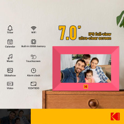 KODAK Cadre Photo Numérique 7 Pouces, WiFi Connecté Cadre Numerique avec 32Go de Espace, IPS Écran Tactile, Cadre Photo Électron