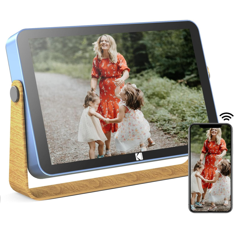 KODAK Cadre Photo numérique Wi-FI - 10 Pouces - avec Batterie - avec écran Tactile HD IPS - Cadre Photo numérique Intelligent av