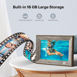 KODAK Cadre Photo Numérique WiFi Cadre Photo Numerique 10 Pouces, Cadre Numérique Photo avec HD IPS à Écran Tactile, Bois Smart 
