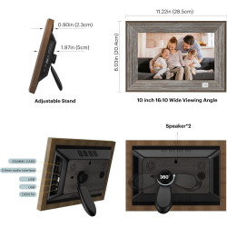 KODAK Cadre Photo Numérique WiFi Cadre Photo Numerique 10 Pouces, Cadre Numérique Photo avec HD IPS à Écran Tactile, Bois Smart 