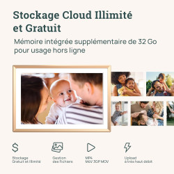 Arzopa cadre photo numérique connecté stockage cloud gratuit et illimité hd écran tactile cadre numérique photo en metal partage