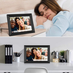 Cadre Photo Numérique 10.1 Pouces WiFi, 1280x800 HD IPS | Cadre Numérique Photo Tactile 32G, Rotation Auto pour Vidéo Musique, C