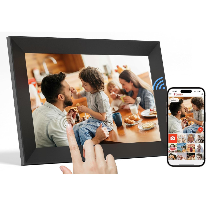 Frameo Cadre Photo numérique WiFi 10 Pouces, écran Tactile IPS 1280 * 800, partagez des Photos ou des vidéos Via l'application F