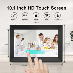 Frameo Cadre Photo numérique WiFi 10 Pouces, écran Tactile IPS 1280 * 800, partagez des Photos ou des vidéos Via l'application F