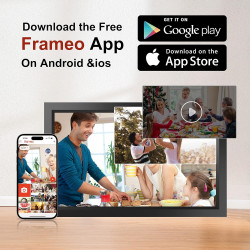Frameo Cadre Photo numérique WiFi 15,6 Pouces, écran Tactile IPS 1366 * 768, partagez des Photos ou des vidéos Via l'application