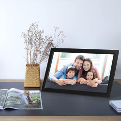 Frameo Cadre Photo numérique WiFi 15,6 Pouces, écran Tactile IPS 1366 * 768, partagez des Photos ou des vidéos Via l'application