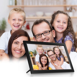 Frameo Cadre Photo numérique WiFi 15,6 Pouces, écran Tactile IPS 1366 * 768, partagez des Photos ou des vidéos Via l'application