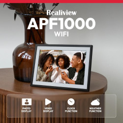 AgfaPhoto Cadre Photo Connecté Realiview APF1000 Wi-FI 10" LCD - Affichage Photos/Vidéos, Horloge, Météo, Rotation Auto, Mémoire