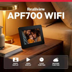 AgfaPhoto Cadre Photo Connecté Realiview APF700 Wi-FI 7" LCD - Affichage Photos/Vidéos, Horloge, Météo, Rotation Auto, Mémoire 3