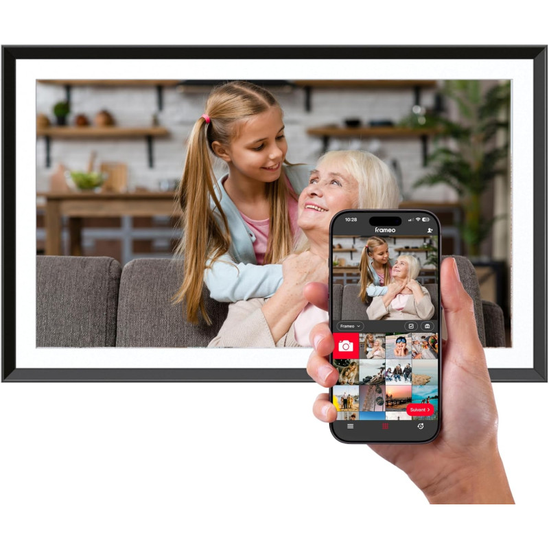 AgfaPhoto Cadre Photo Connecté Realiview APF1560 Wi-FI 15,6" LCD - Affichage Photos/Vidéos, Horloge, Météo, Rotation Auto, Mémoi