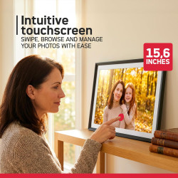 AgfaPhoto Cadre Photo Connecté Realiview APF1560 Wi-FI 15,6" LCD - Affichage Photos/Vidéos, Horloge, Météo, Rotation Auto, Mémoi
