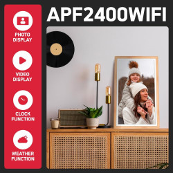 AGFA Photo – Cadre Photo Connecté Realiview APF2400 Wi-FI 24" Écran Tactile LCD – Affichage Photos/Vidéos, Horloge, Météo, Auto-